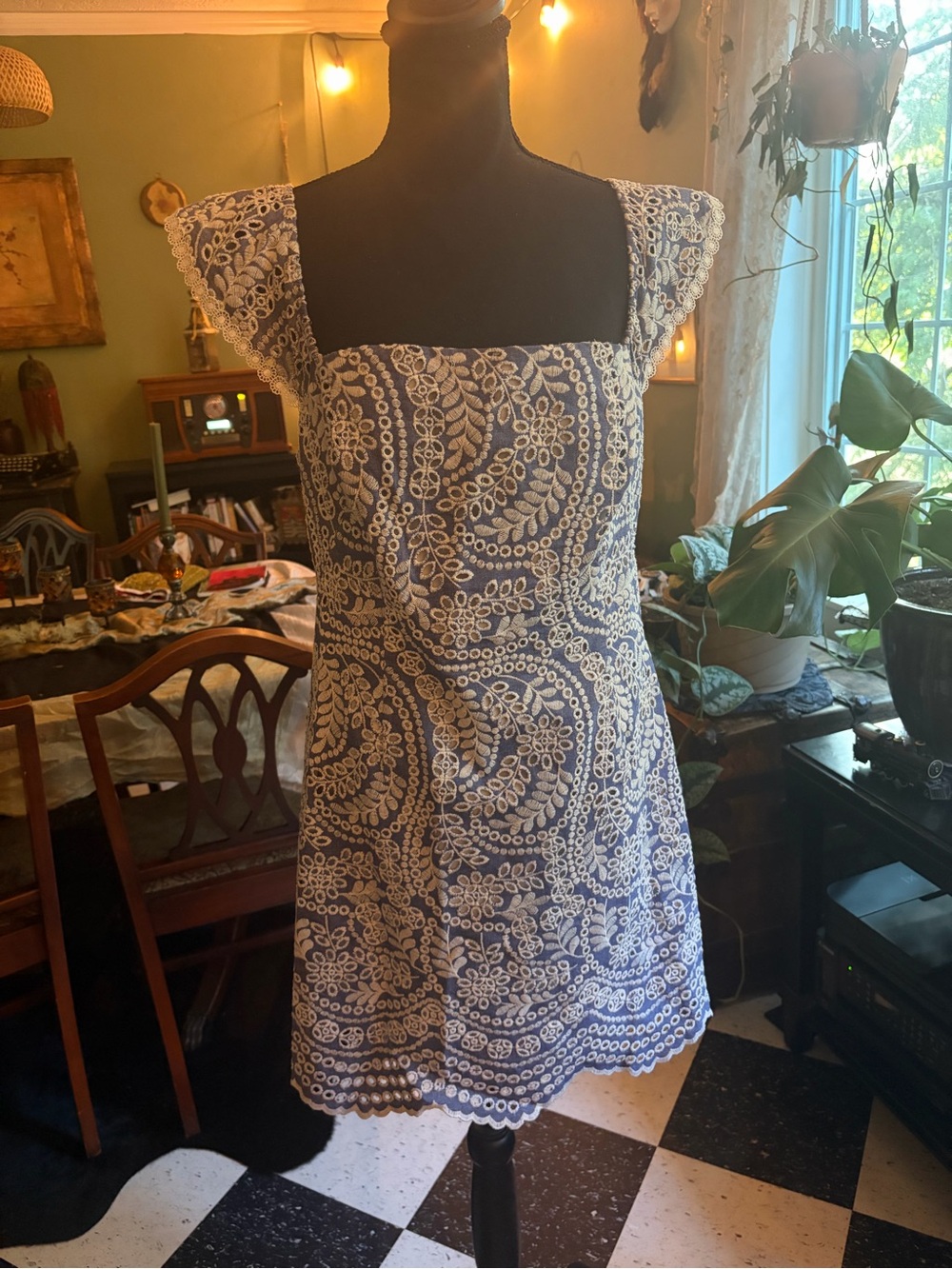 Alice + Olivia Lace Smocked Babydoll Dress